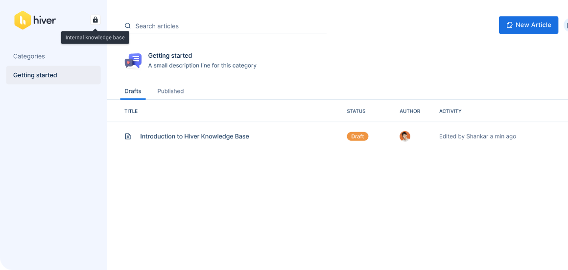 Centralized hub of internal-only documents