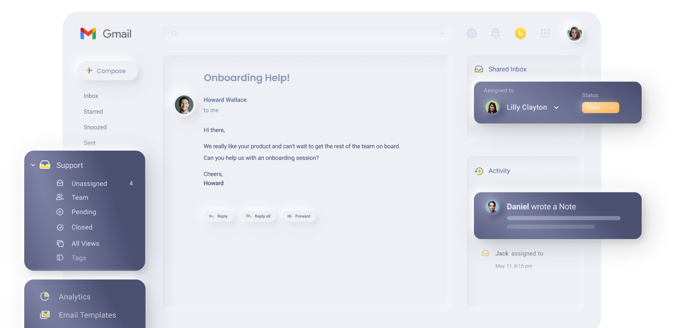 Hiver, the perfect gmail team collaboration tool